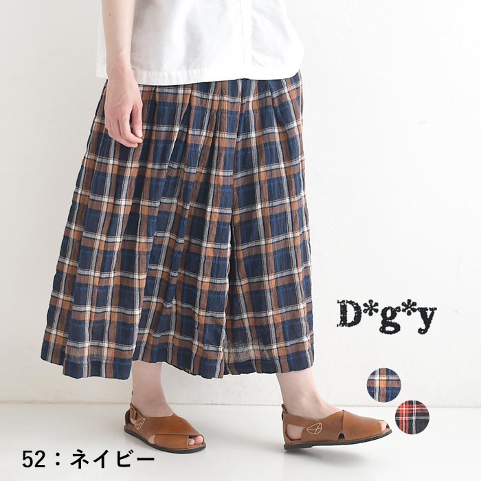 ガウチョパンツ Dgy フレア チェック柄 コットンシャーリング  春 夏 30代 40代 50代 26SS0703, | D*g*y | 01