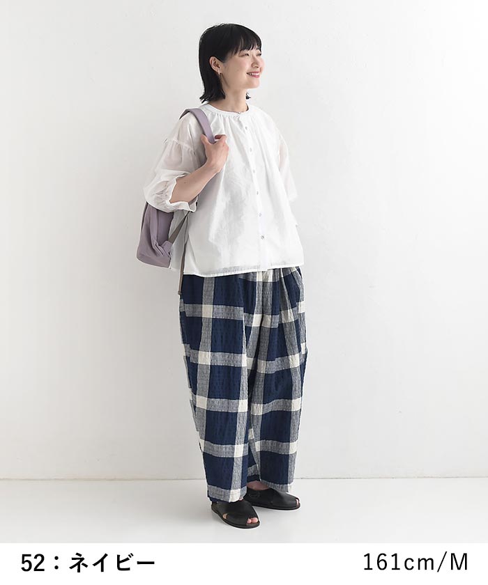 ワイドパンツ Dgy 綿麻 リップル チェック 涼しい 夏 春 30代 40代 50代 26SS0612, | D*g*y | 11