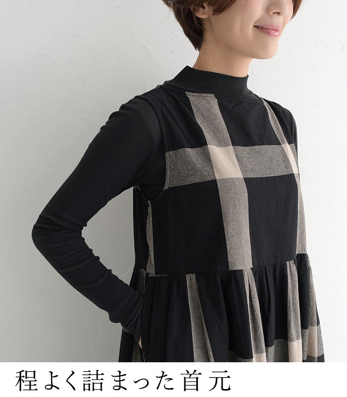 D*g*y ワンピース コットンオックス ブロックチェック 麻100