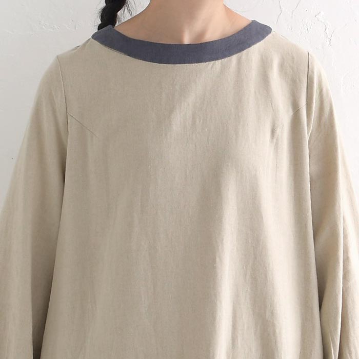 M〜3L フレアワンピース レディース D*g*y dgy リネン混 襟配色 麻 24SS0209, | D*g*y | 12