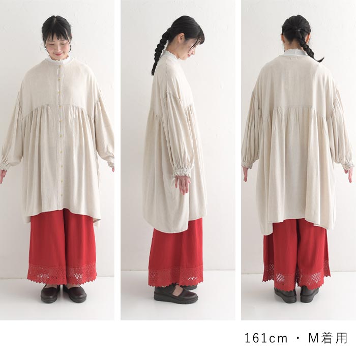 チュニック ブラウス 長袖 レディース 綿 ボリューム袖 D*g*y dgy 24AW1114, D*g*y チュニックブラウス シャツ レディース dgy リネン混
