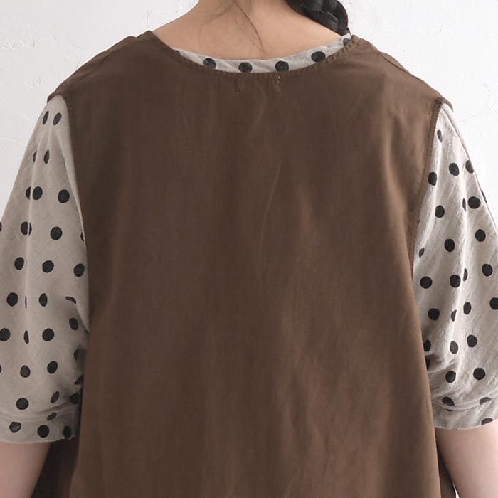 ジャンパースカート D*g*y dgy ジャンスカワンピース 綿麻オックス 重ねVネック コットンリネン 大きいサイズ 24SS0621, 爆買 | D*g*y | 13