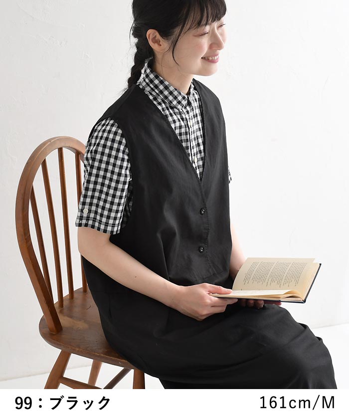 ジャンパースカート D*g*y dgy ジャンスカワンピース 綿麻オックス 重ねVネック コットンリネン 大きいサイズ 24SS0621, 爆買 | D*g*y | 10