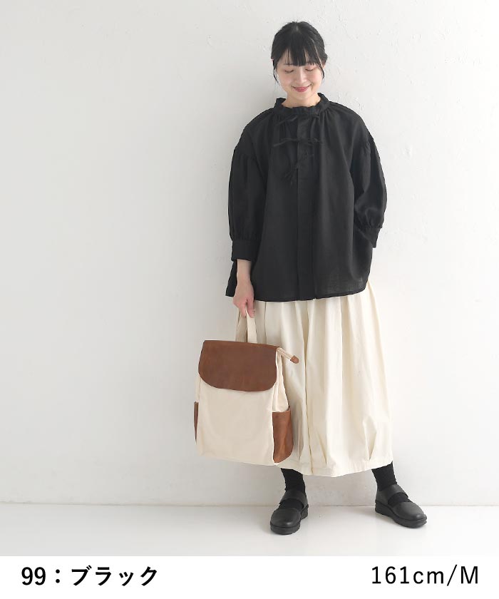 ブラウス シャツ レディース 麻100％ D*g*y 長袖 ラミーオックス リボン 大きいサイズ 24AW0726, D*g*y ブラウス シャツ レディース 麻100％ 長袖 ラミーオックス