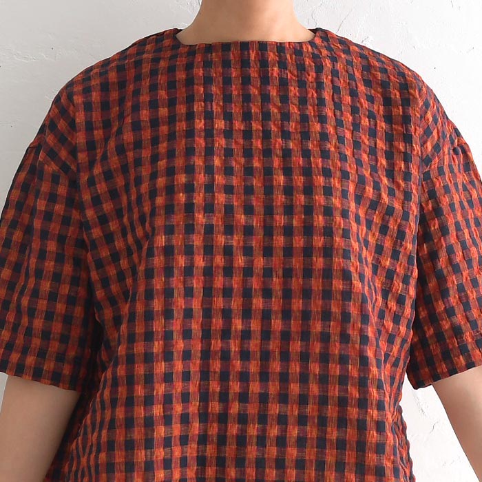 メール便送料無料 ブラウス シャツ プルオーバー レディース D*g*y dgy チェック 五分袖 大きいサイズ 綿 24AW0816, c09, | D*g*y | 12