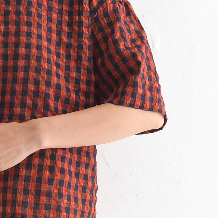 メール便送料無料 ブラウス シャツ プルオーバー レディース D*g*y dgy チェック 五分袖 大きいサイズ 綿 24AW0816, c09, | D*g*y | 14