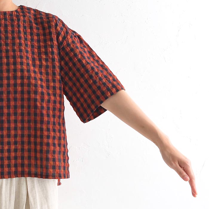 メール便送料無料 ブラウス シャツ プルオーバー レディース D*g*y dgy チェック 五分袖 大きいサイズ 綿 24AW0816, c09, | D*g*y | 15