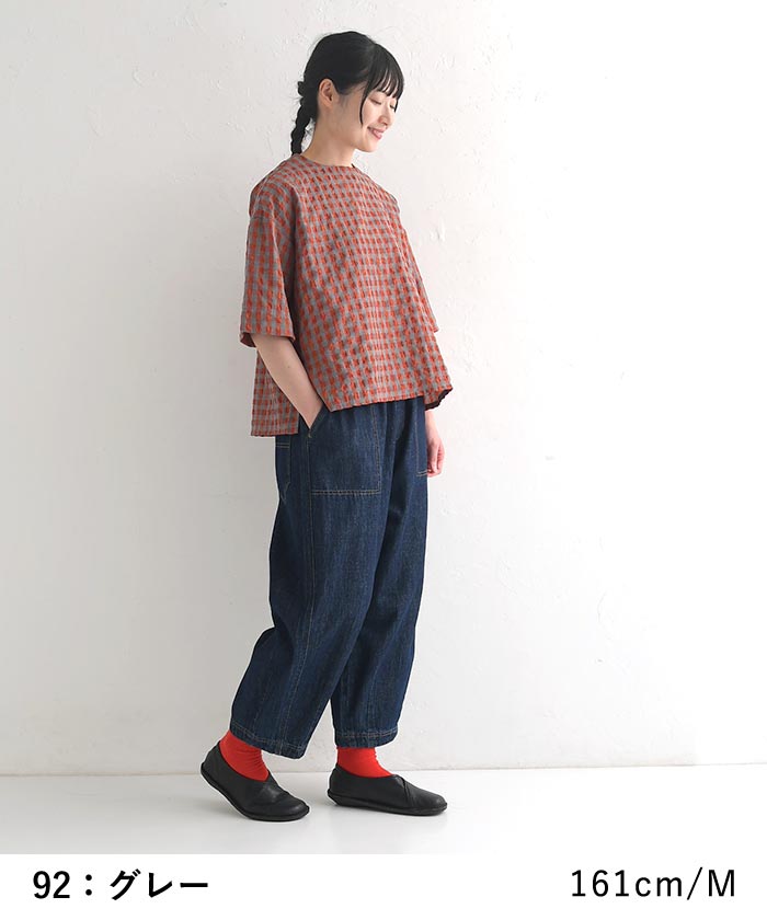 メール便送料無料 ブラウス シャツ プルオーバー レディース D*g*y dgy チェック 五分袖 大きいサイズ 綿 24AW0816, c09, | D*g*y | 10