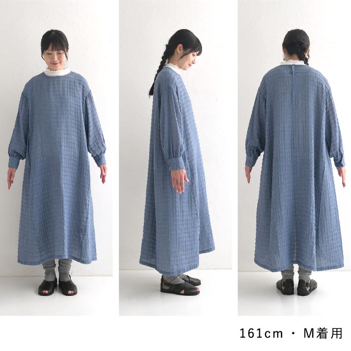 ワンピース ロング 長袖 レディース D*g*y dgy コットンダブルガーゼ 綿100％ M〜3L 大きいサイズ 24AW0830,