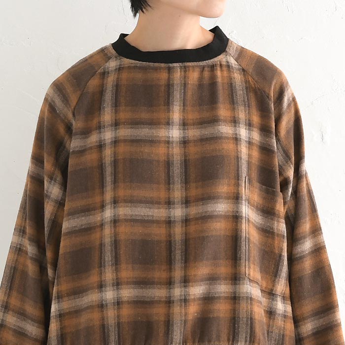 プルオーバー 長袖 レディース オンブレチェック柄 綿 起毛 D*g*y dgy 綿100％ 大きいサイズ 24AW1101, D*g*y プルオーバー 長袖 レディース オンブレチェック柄 綿