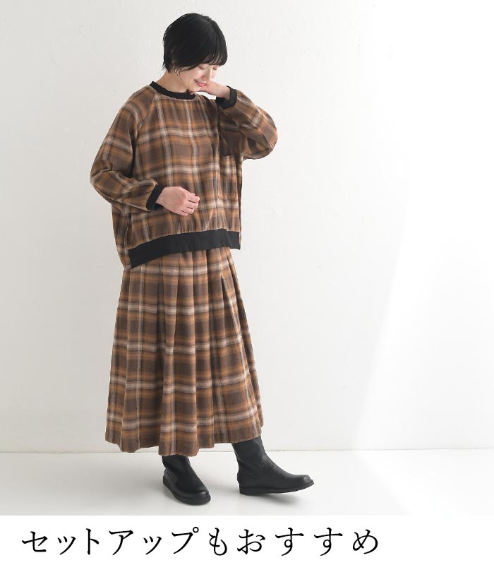 プルオーバー 長袖 レディース オンブレチェック柄 綿 起毛 D*g*y dgy 綿100％ 大きいサイズ 24AW1101, D*g*y プルオーバー 長袖 レディース オンブレチェック柄 綿