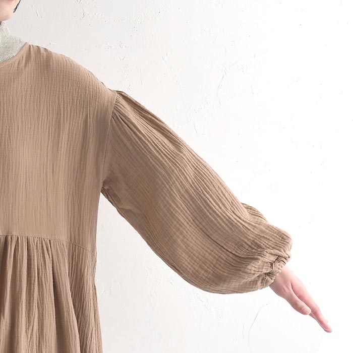 50％OFF セール！ 返品交換不可 ワンピース レディース 長袖 D*g*y コットンダブルガーゼ ギャザー ふんわり 綿100％ 24AW0124, q1219, q5, 爆買 |  | 17