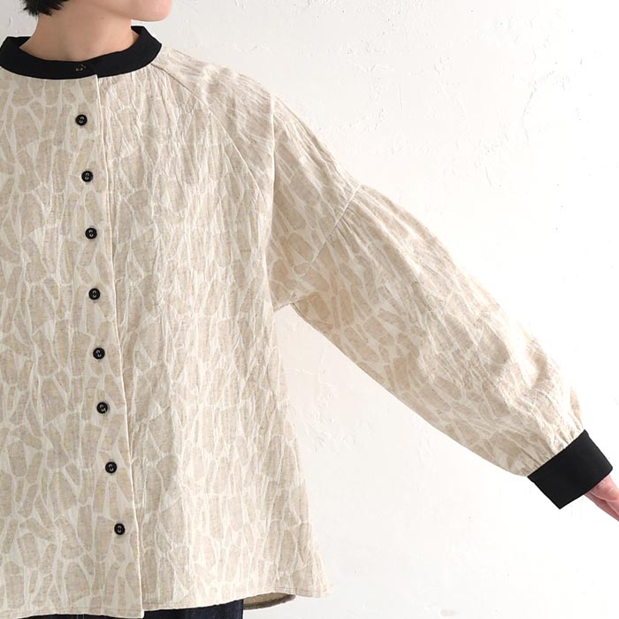 ブラウス シャツ レディース D*g*y×ecoloco別注 ジャガード バイカラー 綿麻 大きいサイズ 25SS0204, c14, | D*g*y | 16