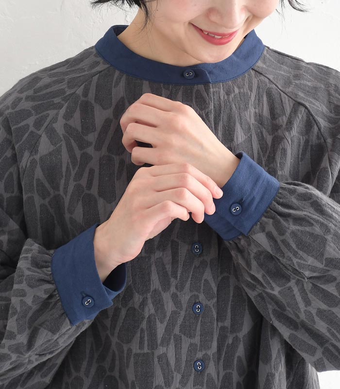 ブラウス シャツ レディース D*g*y×ecoloco別注 ジャガード バイカラー 綿麻 大きいサイズ 25SS0204, c14, | D*g*y | 07