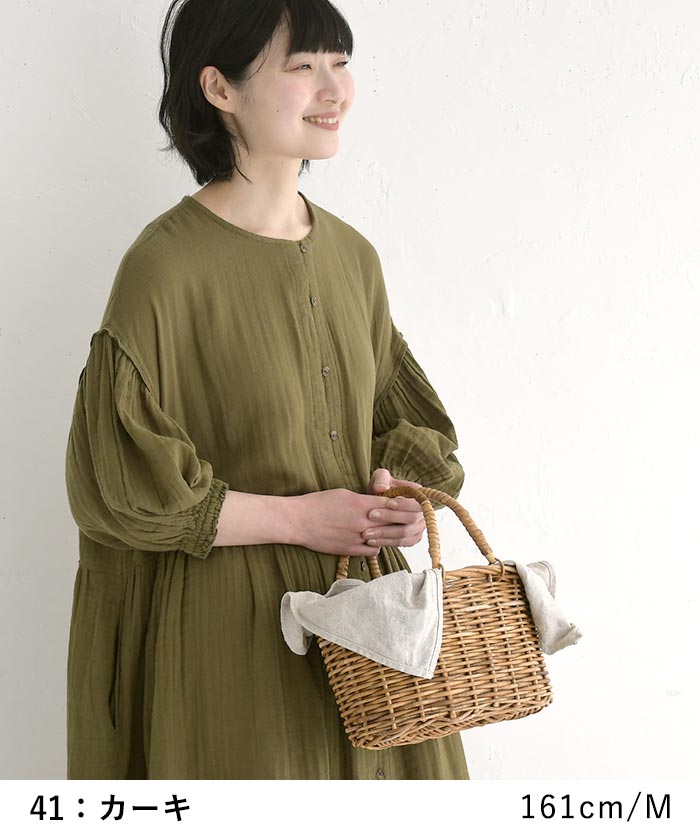 ワンピース ロング レディース 涼しい コットン ダブルガーゼ バルーン袖 D*g*y 綿100％ 大きいサイズ 25SS0411, 爆買 | D*g*y | 12