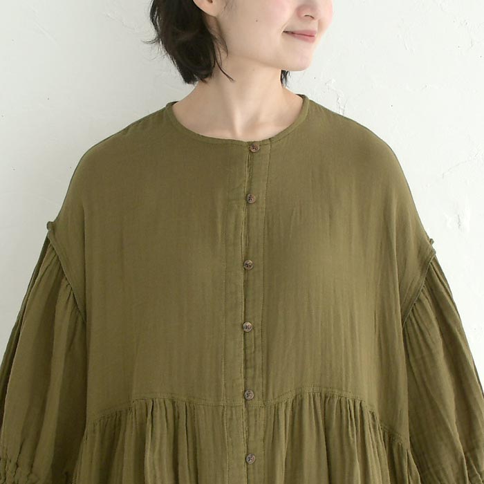 ワンピース ロング レディース 涼しい コットン ダブルガーゼ バルーン袖 D*g*y 綿100％ 大きいサイズ 25SS0411, 爆買 | D*g*y | 14