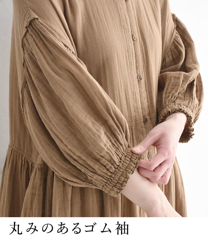 ワンピース ロング レディース 涼しい コットン ダブルガーゼ バルーン袖 D*g*y 綿100％ 大きいサイズ 25SS0411, 爆買 | D*g*y | 06