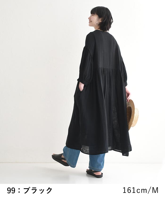 ワンピース ロング レディース 涼しい コットン ダブルガーゼ バルーン袖 D*g*y 綿100％ 大きいサイズ 25SS0411, 爆買 | D*g*y | 11