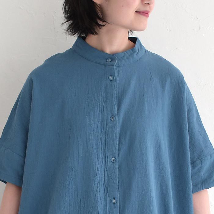 シャツ レディース 半袖 ブラウス D*g*y コットンワッシャー スタンドカラー 綿100％ 大きいサイズ 25SS0530, | D*g*y | 14