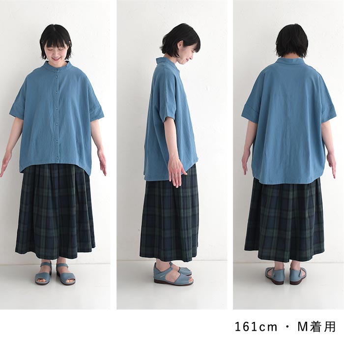 シャツ レディース 半袖 ブラウス D*g*y コットンワッシャー スタンドカラー 綿100％ 大きいサイズ 25SS0530, | D*g*y | 19