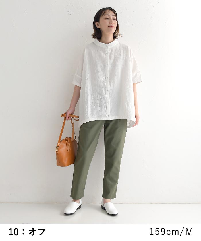シャツ レディース 半袖 ブラウス D*g*y コットンワッシャー スタンドカラー 綿100％ 大きいサイズ 25SS0530, | D*g*y | 05