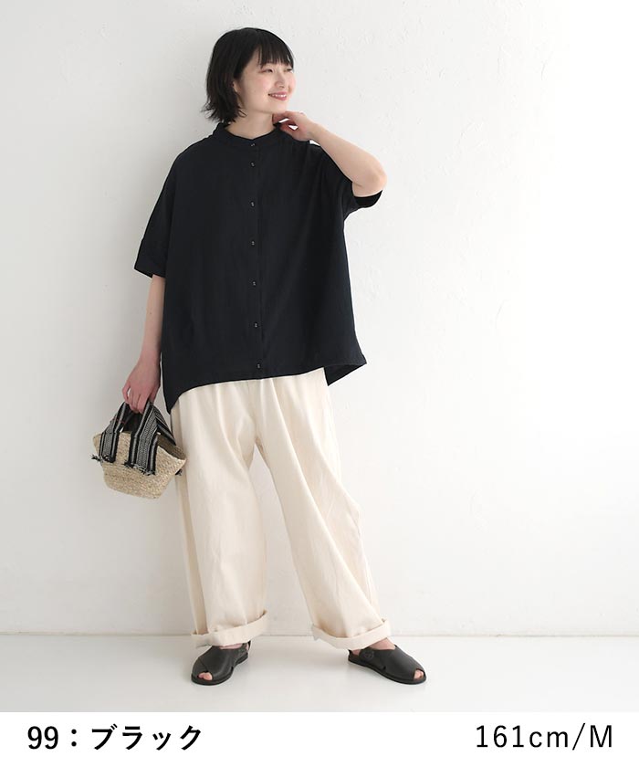 シャツ レディース 半袖 ブラウス D*g*y コットンワッシャー スタンドカラー 綿100％ 大きいサイズ 25SS0530, | D*g*y | 11