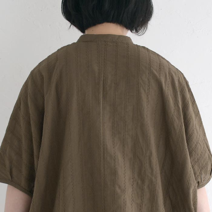 メール便送料無料 ブラウス 五分袖 レディース ノーカラー ゆったり ワイド D*g*y 綿ガーゼ ドビー ドルマン 綿100％ 25SS0718, | D*g*y | 15