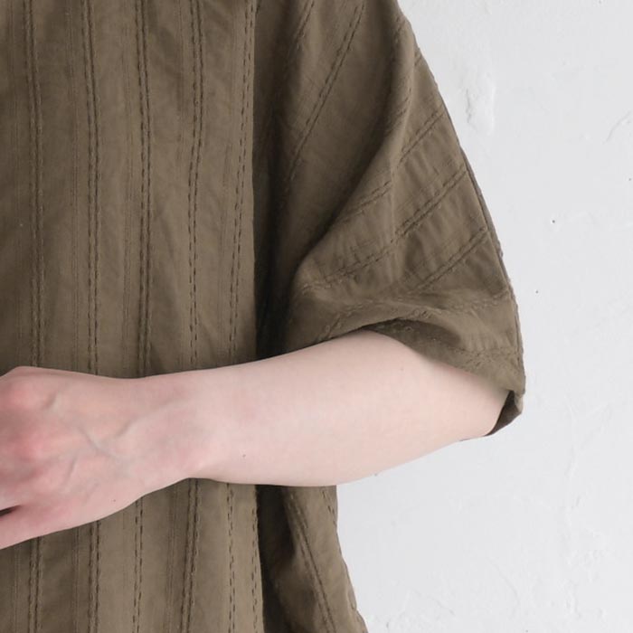 メール便送料無料 ブラウス 五分袖 レディース ノーカラー ゆったり ワイド D*g*y 綿ガーゼ ドビー ドルマン 綿100％ 25SS0718, | D*g*y | 16