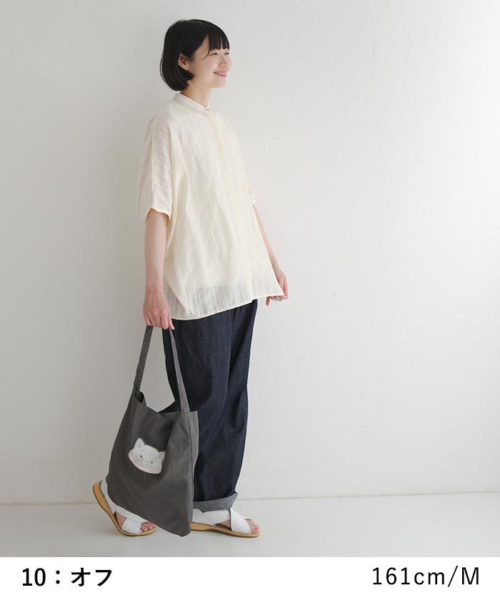 メール便送料無料 ブラウス 五分袖 レディース ノーカラー ゆったり ワイド D*g*y 綿ガーゼ ドビー ドルマン 綿100％ 25SS0718, | D*g*y | 11