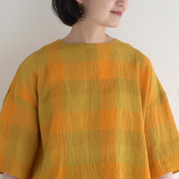 最大20％OFFクーポンあり メール便送料無料 プルオーバー 七分袖 レディース 涼しい D*g*y リネンコットン ブロックチェック 綿 麻 25SS0718, 爆買 | D*g*y | 14