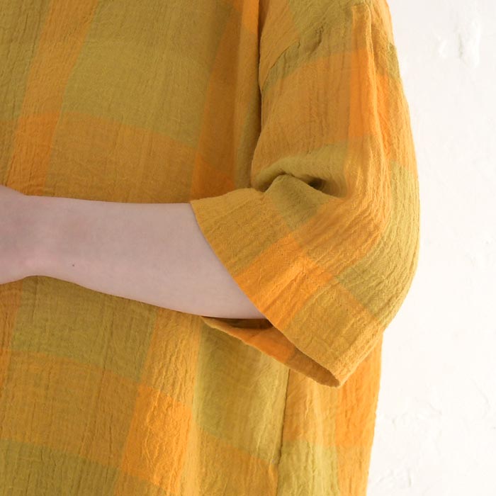 最大20％OFFクーポンあり メール便送料無料 プルオーバー 七分袖 レディース 涼しい D*g*y リネンコットン ブロックチェック 綿 麻 25SS0718, 爆買 | D*g*y | 16