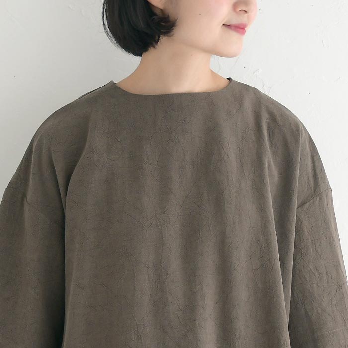 メール便送料無料 プルオーバーブラウス 5分袖 レディース トップス レーヨン ラミー 25SS0725,