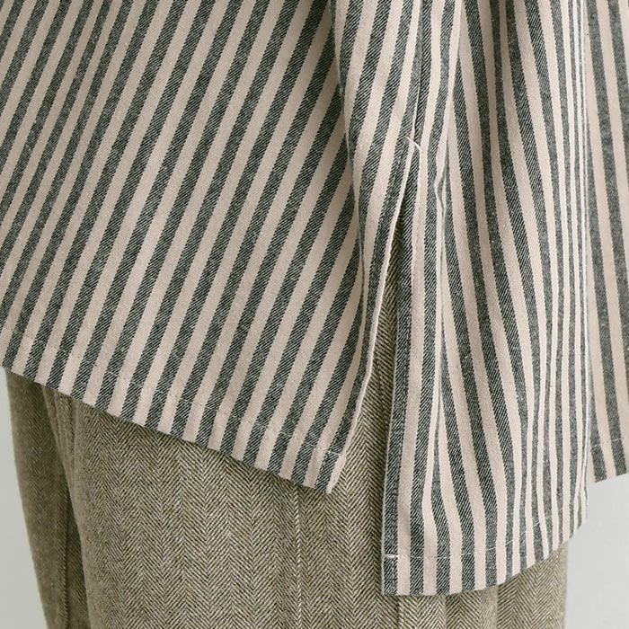 ノーカラーブラウス レディース 綿100％ 起毛ストライプ D*g*y 25AW1128, | D*g*y | 17