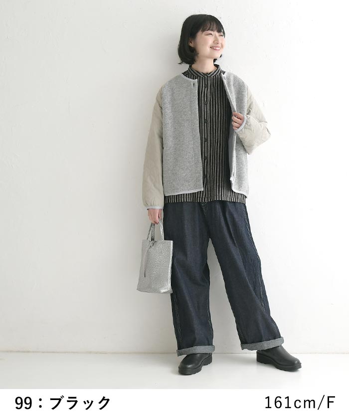 ノーカラーブラウス レディース 綿100％ 起毛ストライプ D*g*y 25AW1128, | D*g*y | 09