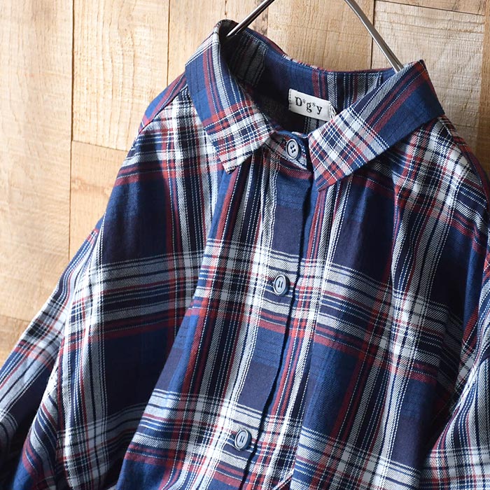 セール！返品交換不可 ブラウス 綿100％ D*g*y コットンチェック Aラインブラウス シャツ  春 夏 秋 30代 40代 50代 26SS0319, q0731, q5, 爆買 | D*g*y | 11