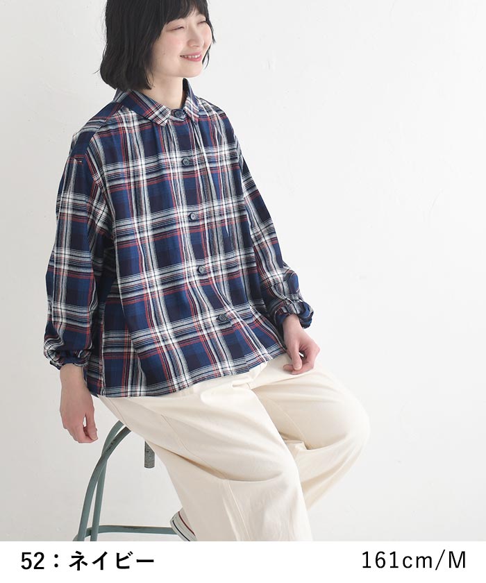セール！返品交換不可 ブラウス 綿100％ D*g*y コットンチェック Aラインブラウス シャツ  春 夏 秋 30代 40代 50代 26SS0319, q0731, q5, 爆買 | D*g*y | 09