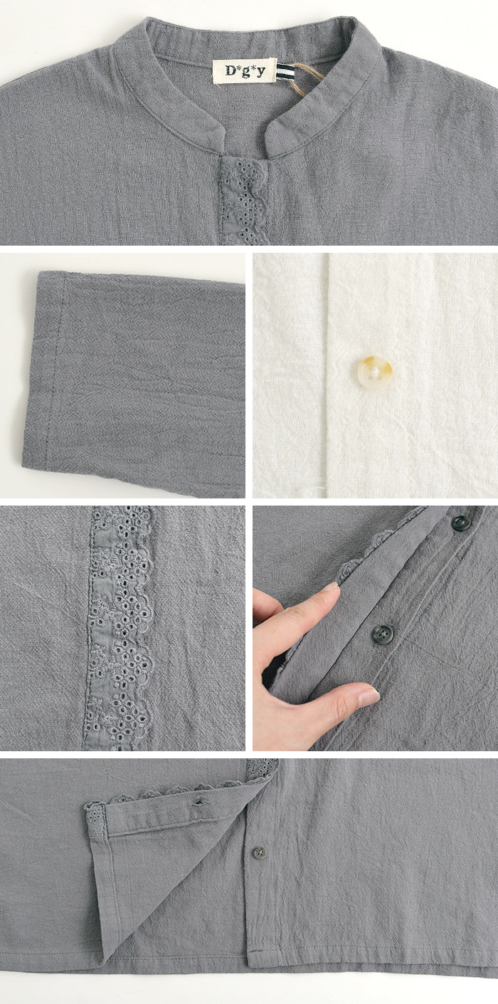 早割10％OFFクーポン ブラウス フロントレース 綿オックス Dgy  春 秋 30代 40代 50代 26AW0828, | D*g*y | 20