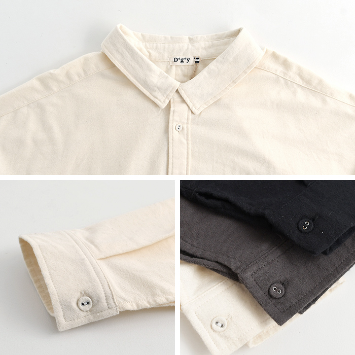 シャツ 後ろ飾りボタン コットンネル Dgy 秋 冬 26AW1002, | D*g*y | 20