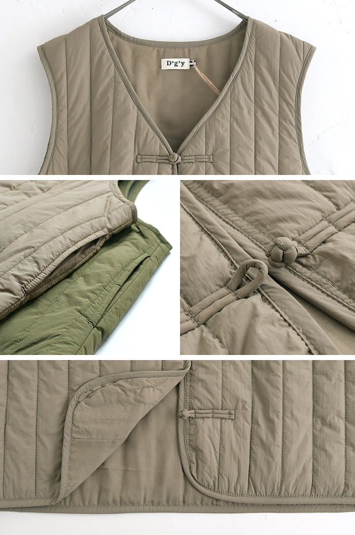 チャイナボタン 中綿ベスト Dgy  秋 冬 26AW1002, | D*g*y | 19
