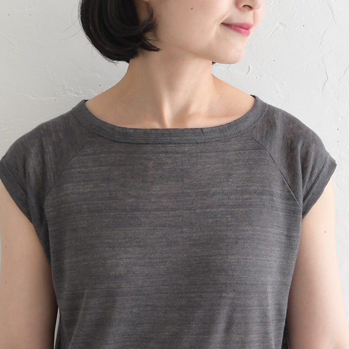 1,111円OFFクーポンあり メール便送料無料 汗取りインナー 涼しい フレンチ袖 カットソー 日本製 リネン100％ 吸水 通気 速乾 25AW0718, | earth_eco_loco | 18