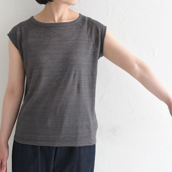 1,111円OFFクーポンあり メール便送料無料 汗取りインナー 涼しい フレンチ袖 カットソー 日本製 リネン100％ 吸水 通気 速乾 25AW0718, | earth_eco_loco | 21