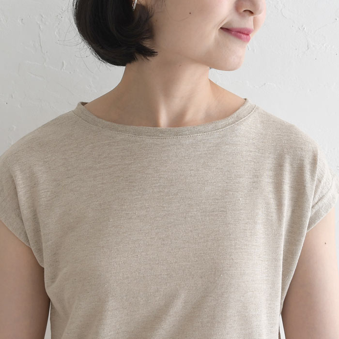 メール便送料無料 汗取りインナー 涼しい フレンチ袖 カットソー 日本製 リネン100％ 吸水 通気 速乾 25AW0718, | earth_eco_loco | 18