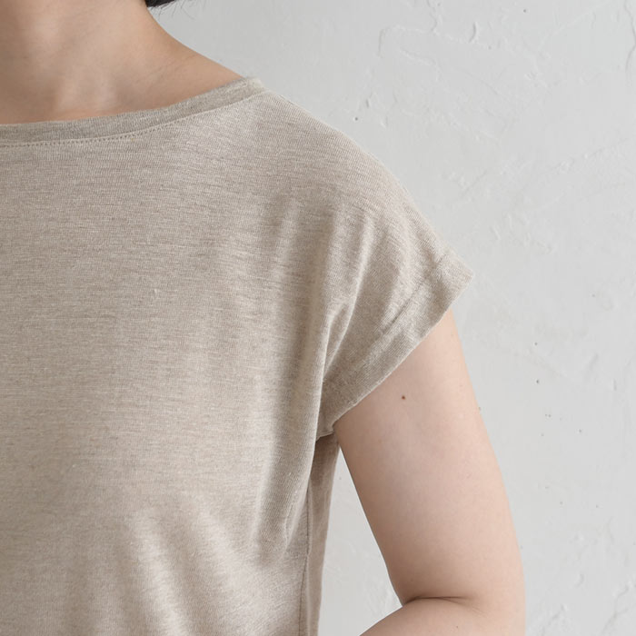 メール便送料無料 汗取りインナー 涼しい フレンチ袖 カットソー 日本製 リネン100％ 吸水 通気 速乾 25AW0718, | earth_eco_loco | 20