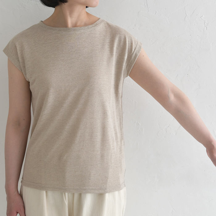 メール便送料無料 汗取りインナー 涼しい フレンチ袖 カットソー 日本製 リネン100％ 吸水 通気 速乾 25AW0718, | earth_eco_loco | 21