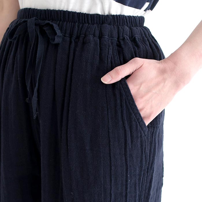 ワイドパンツ レディース 大きいサイズ 9分丈 楽ちんパンツ 20番手ダブルガーゼ 綿 26SS0213R, | earth_eco_loco | 19