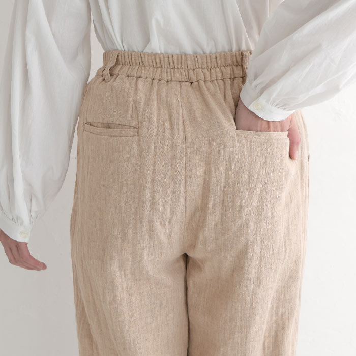 ツイルガーゼ ゆったり タックパンツ 起毛 綿100％ ウエストゴム 大きいサイズ 24SS0604R, | earth_eco_loco | 18