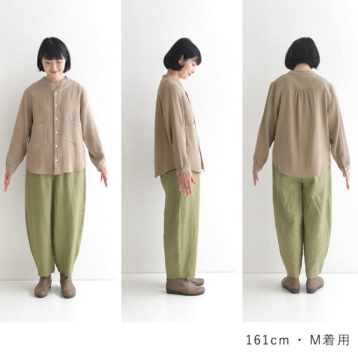 earth_eco_loco ブラウス シャツ 長袖 レディース スキッパー 綿