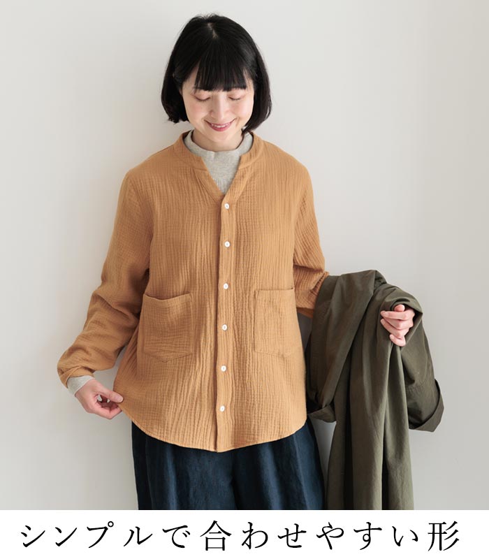 earth_eco_loco ブラウス シャツ 長袖 レディース スキッパー 綿