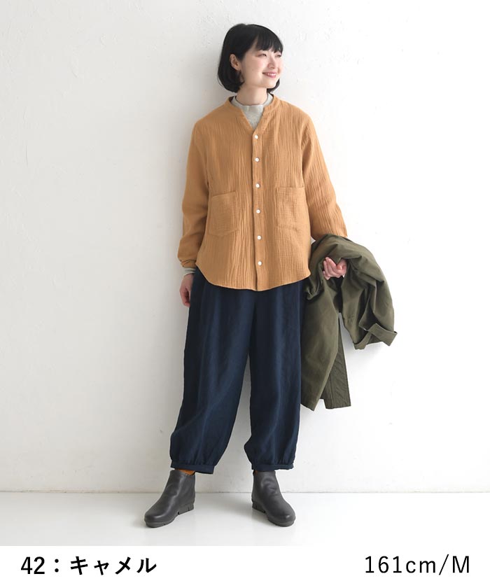 earth_eco_loco ブラウス レディース 長袖 スキッパー シャツ 綿