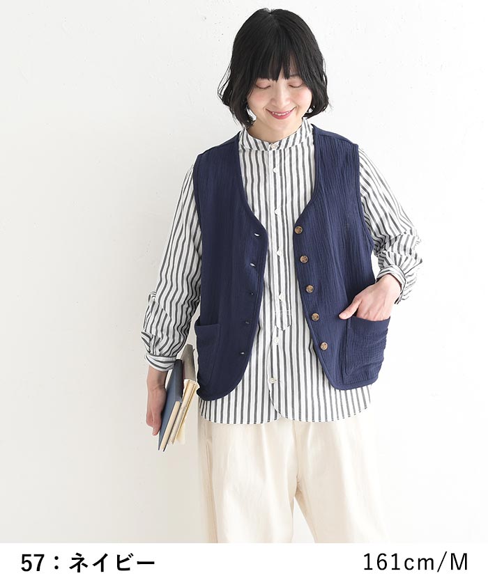 新作早割P5倍 ベスト 柔らか楊柳ガーゼ 綿100％ earth_eco_loco 春 夏 30代 40代 50代 26SS0306, | earth_eco_loco | 12